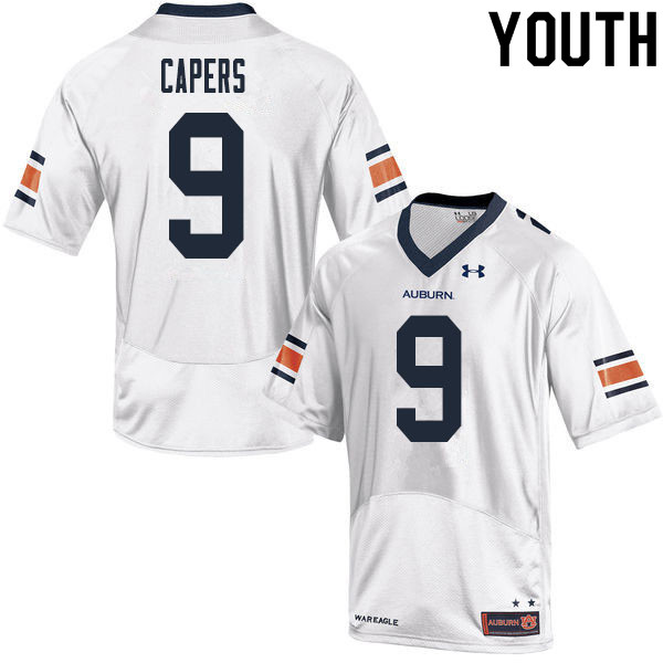 Youth #9 Ze'Vian Capers Auburn Tigers College Football Jerseys Sale-White - Click Image to Close
